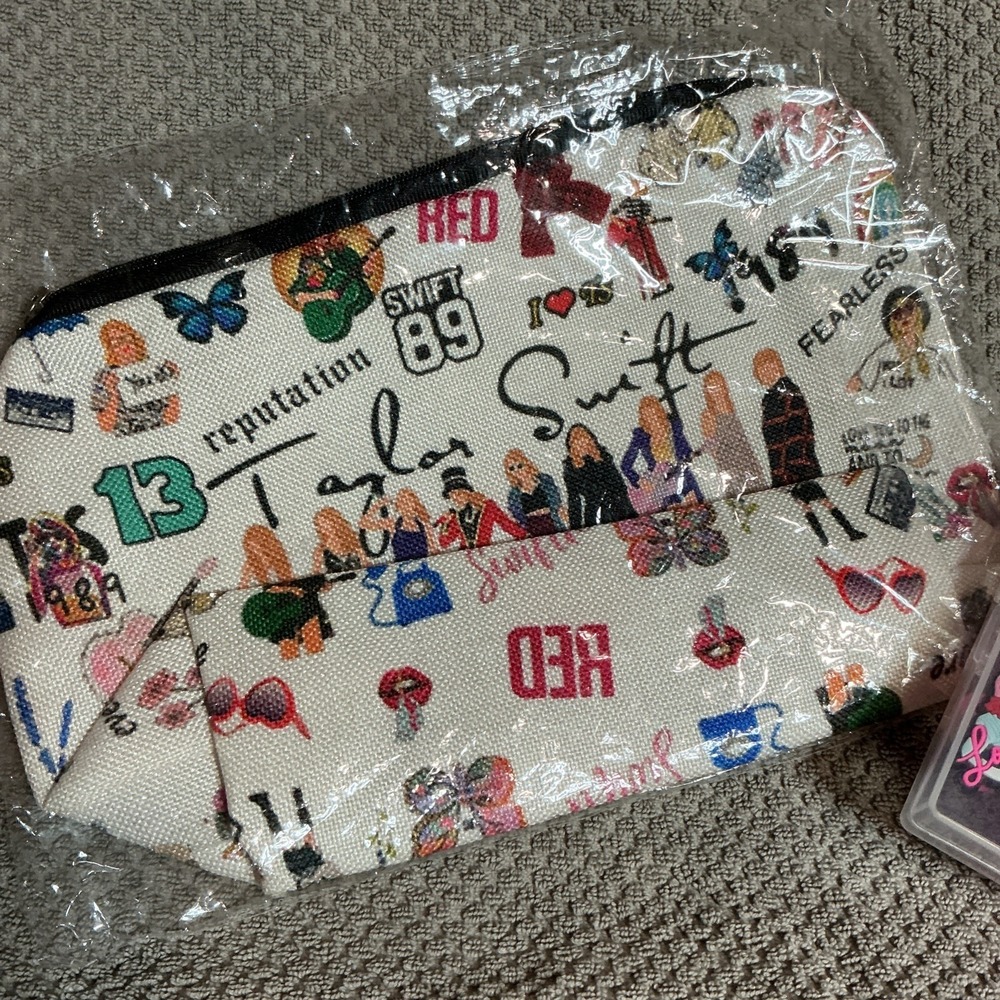 Taylor Swift Era BUNDLE Makeup Bag & Straw Covers Set Of 10 Plus Tattoos! NEW - Picture 5 of 9